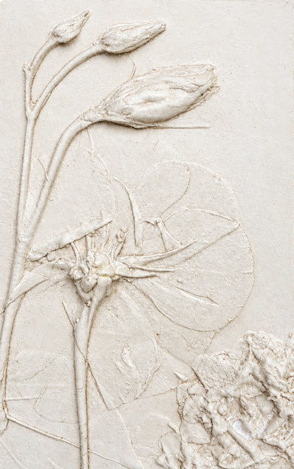 Lisianthus Plaster Botanical Bas Relief Wall Art