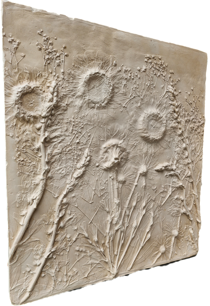 Plaster Botanical Bas Relief Artwork