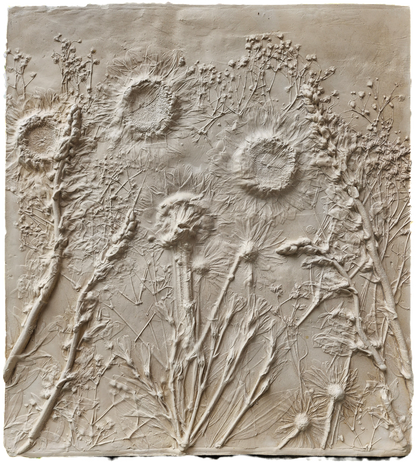 Plaster Botanical Bas Relief Artwork