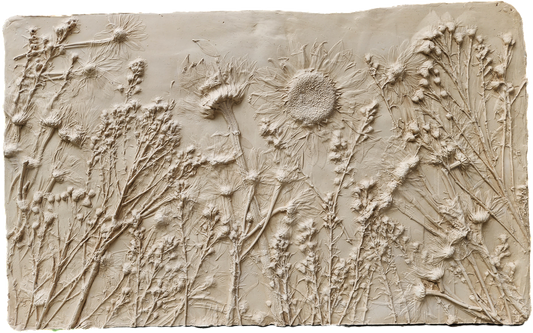 Plaster Botanical Bas Relief Artwork