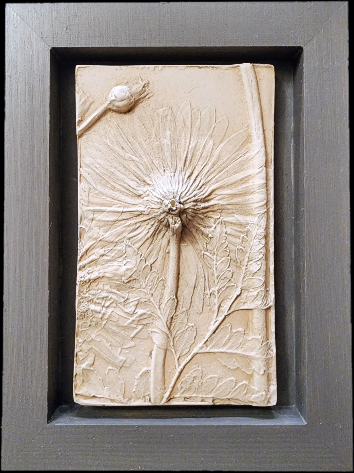 Plaster Botanical Bas Relief Artwork