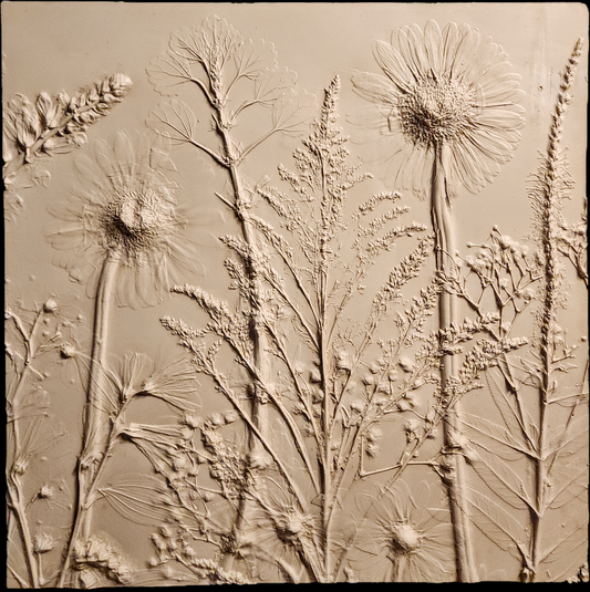 Plaster Botanical Bas Relief Artwork