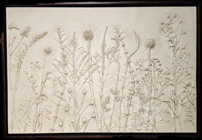 Plaster Botanical Bas Relief Artwork