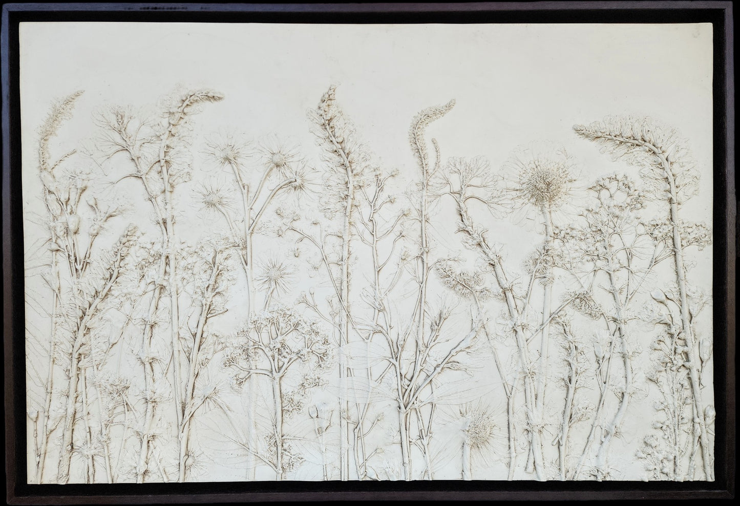 Plaster Botanical Bas Relief Artwork