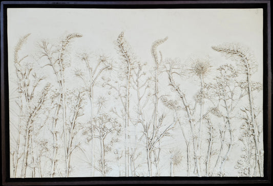 Plaster Botanical Bas Relief Artwork