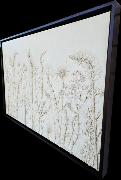 Plaster Botanical Bas Relief Artwork