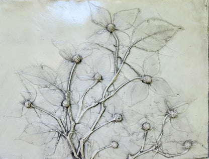 Plaster Botanical Bas Relief Artwork