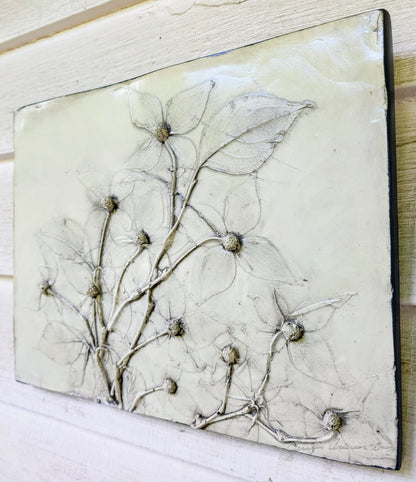 Plaster Botanical Bas Relief Artwork