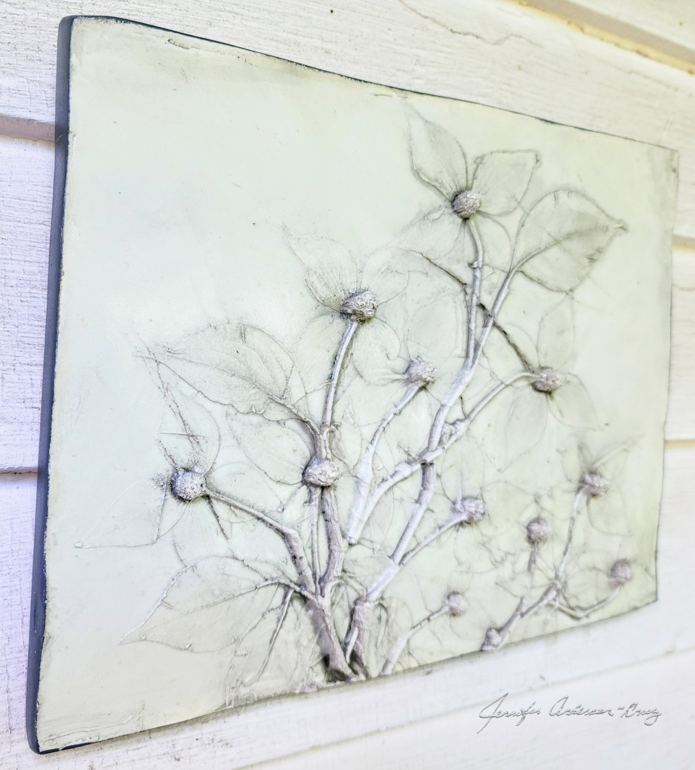 Plaster Botanical Bas Relief Artwork