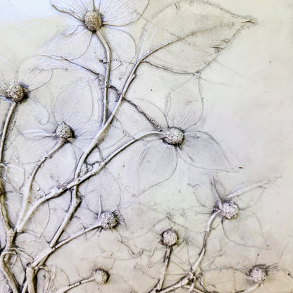 Plaster Botanical Bas Relief Artwork