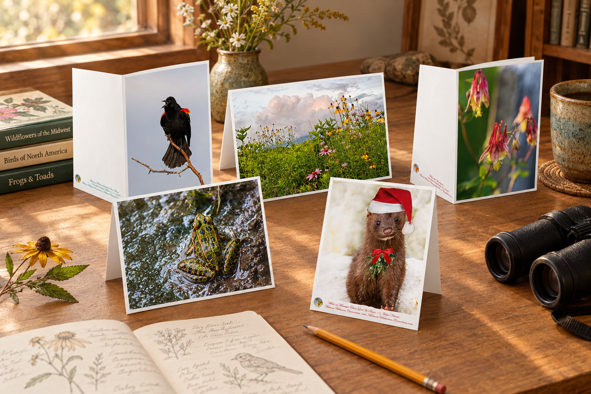 Greeting cards displayed on a nature enthusiast’s desk