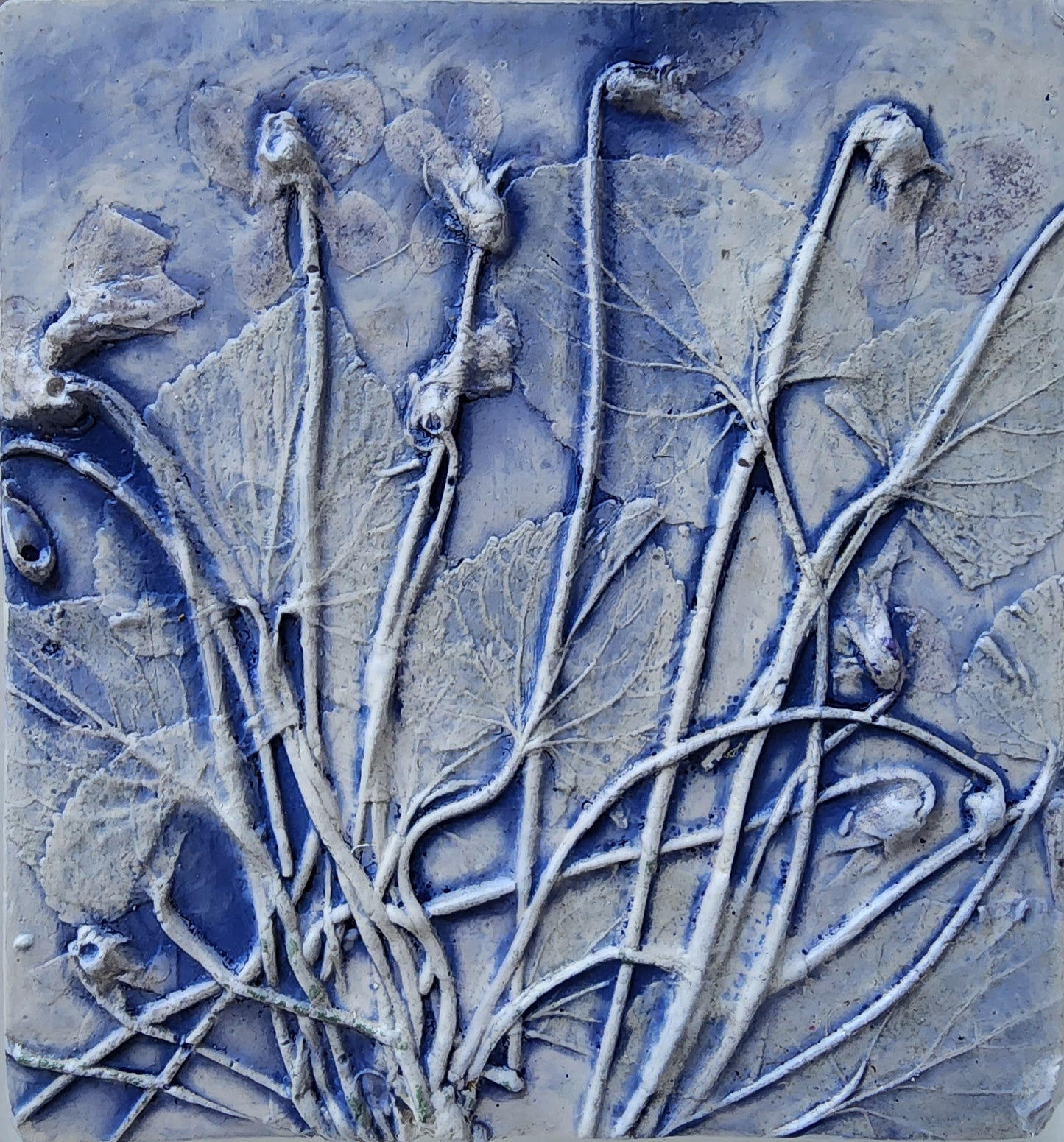 Plaster Botanical Bas Relief Artwork