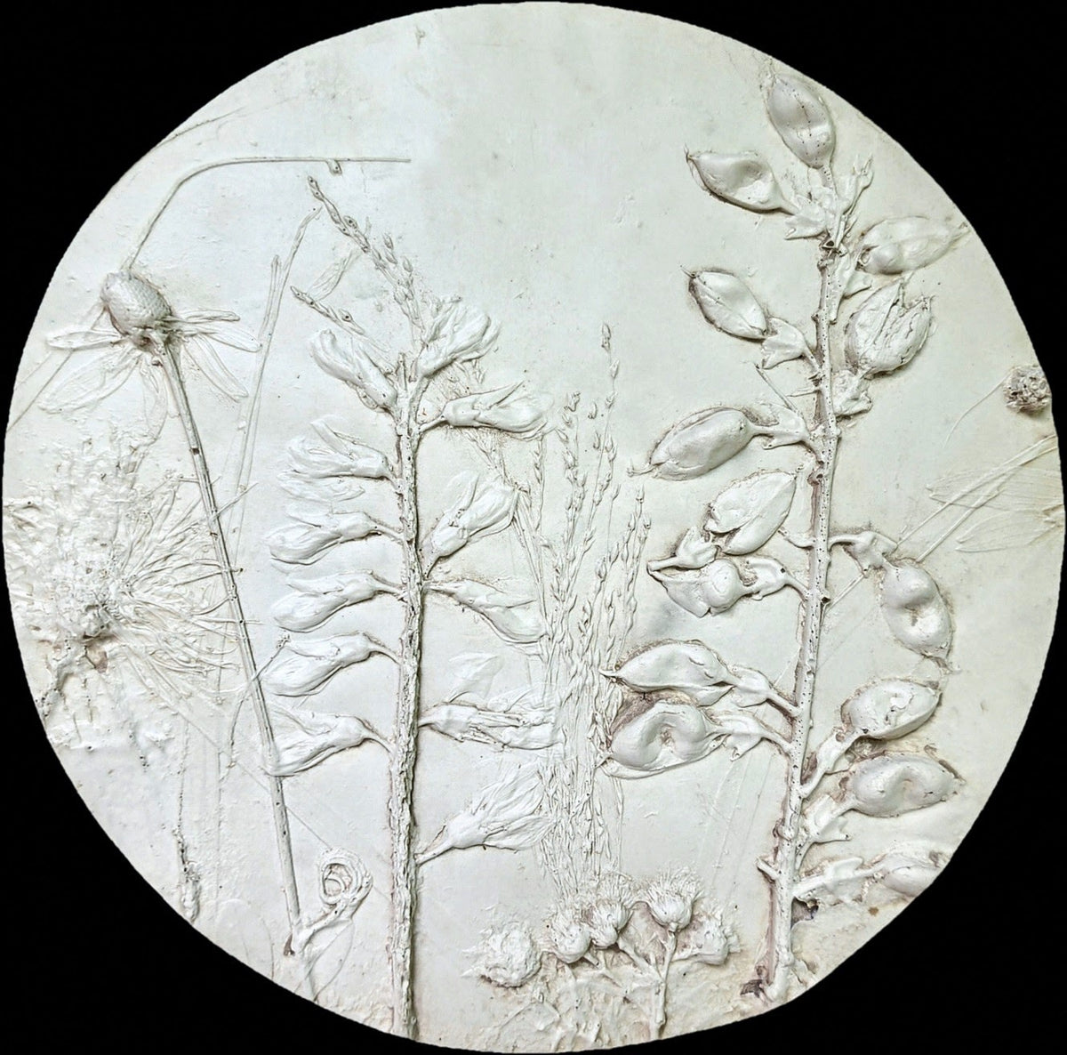 Plaster Botanical Bas Relief Wall Art
