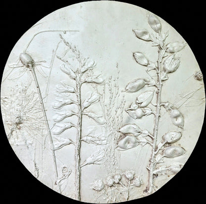 Plaster Botanical Bas Relief Wall Art
