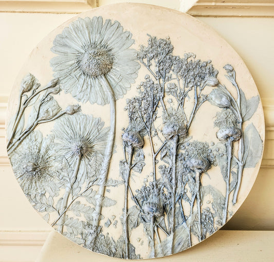 Plaster Botanical Bas Relief Artwork