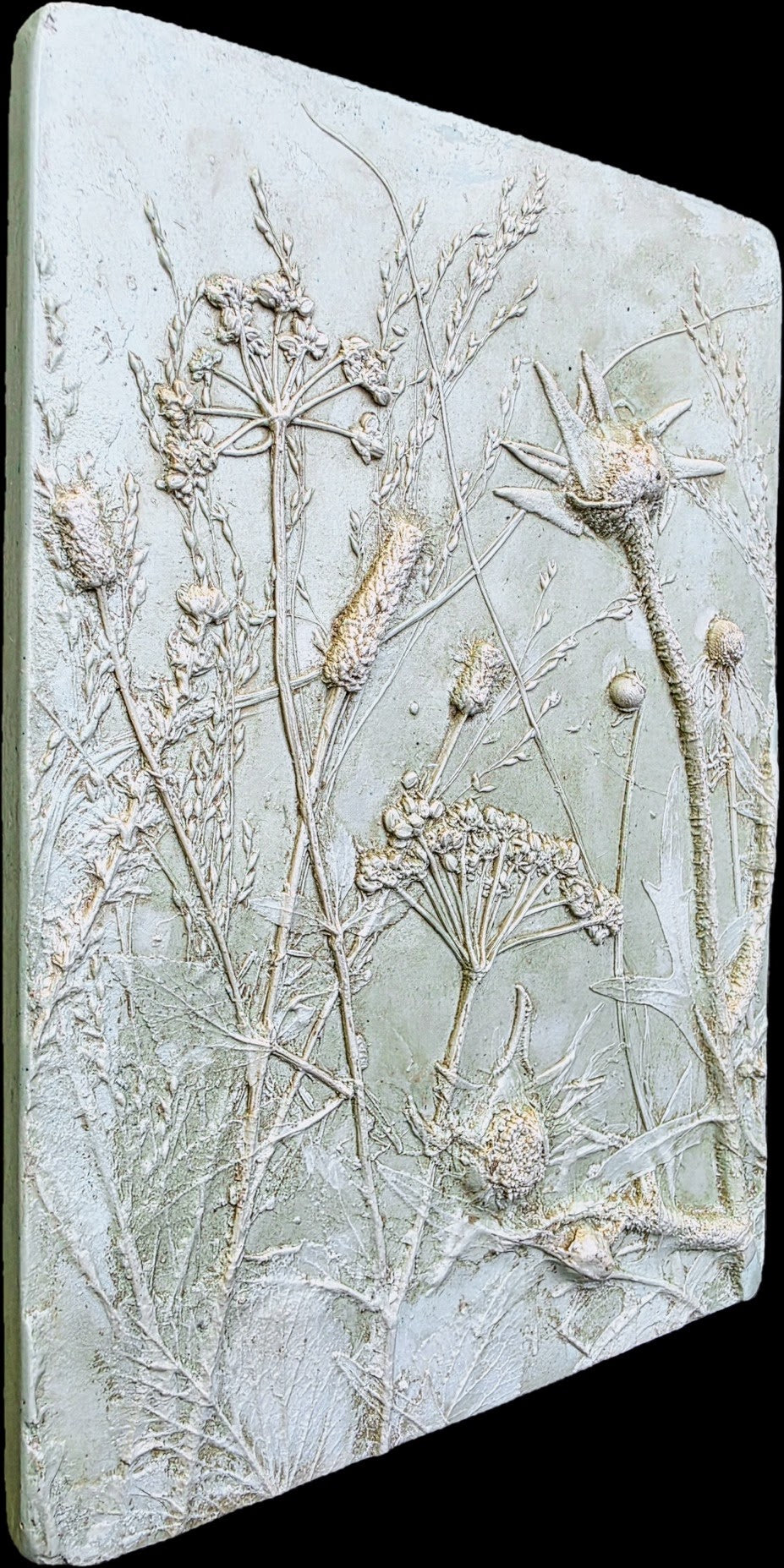 Compassplant, Golden Alexander & Gray-headed Coneflower Bas Relief – Green-tinted Plaster
