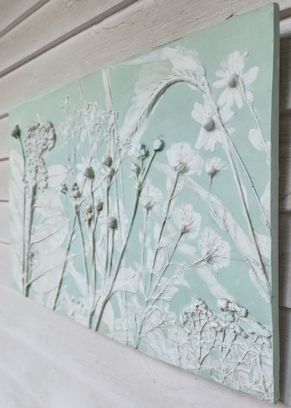 Plaster Botanical Bas Relief Artwork