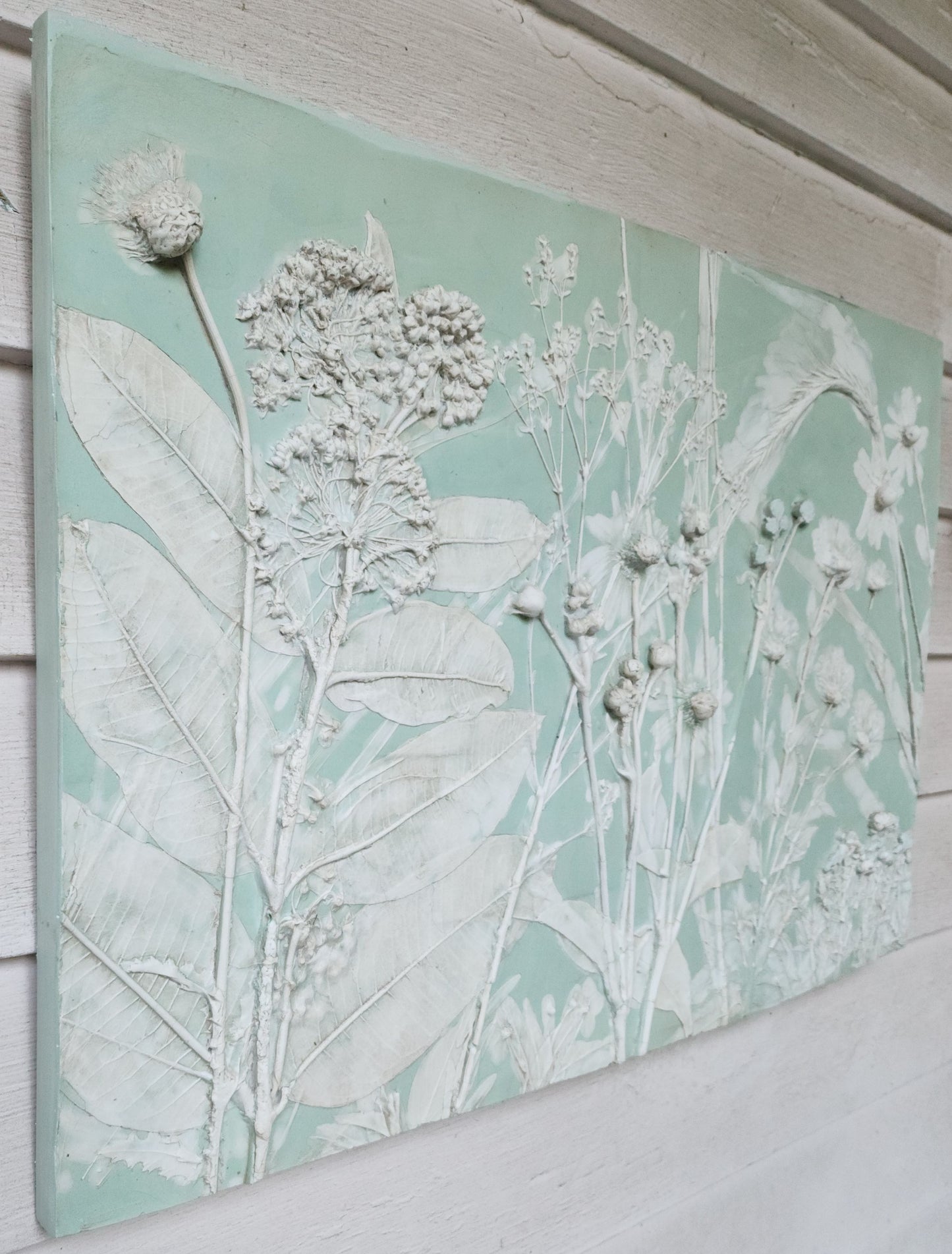 Plaster Botanical Bas Relief Artwork