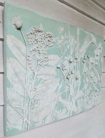 Plaster Botanical Bas Relief Artwork