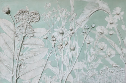 Plaster Botanical Bas Relief Artwork