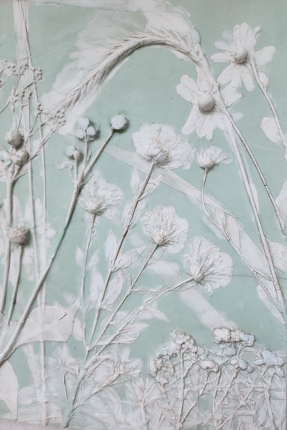 Plaster Botanical Bas Relief Artwork