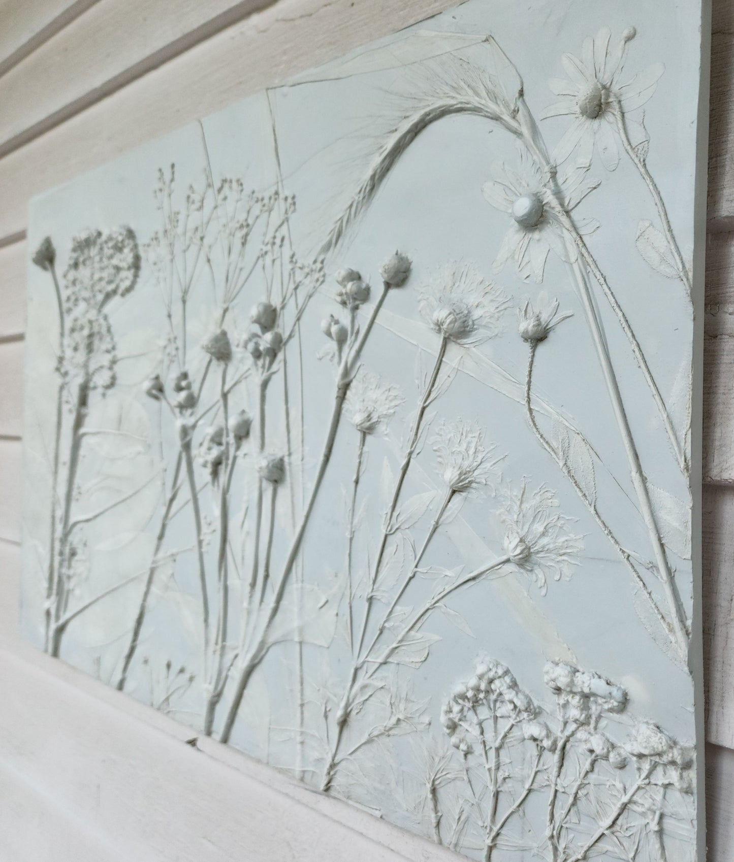 Plaster Botanical Bas Relief Artwork