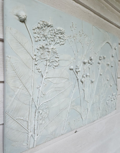 Plaster Botanical Bas Relief Artwork