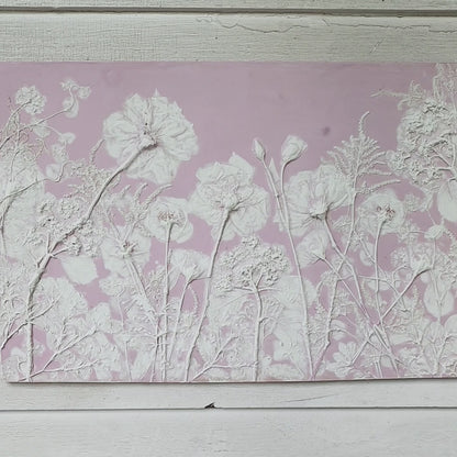 Plaster Botanical Bas Relief Artwork