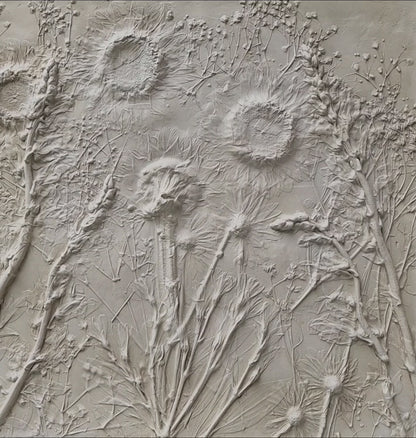 Plaster Botanical Bas Relief Artwork