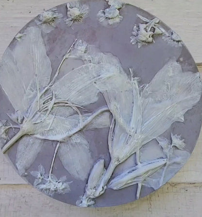 Plaster Botanical Bas Relief Artwork