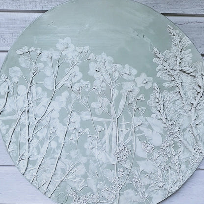 Plaster Botanical Bas Relief Artwork