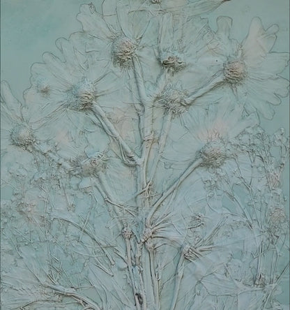 Plaster Botanical Bas Relief Artwork