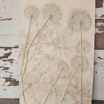 Plaster Botanical Bas Relief Artwork