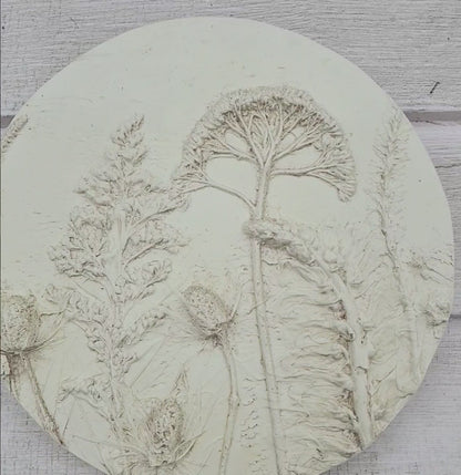 Plaster Botanical Bas Relief Artwork