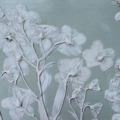 Plaster Botanical Bas Relief Artwork