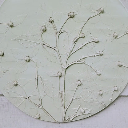 Plaster Botanical Bas Relief Artwork