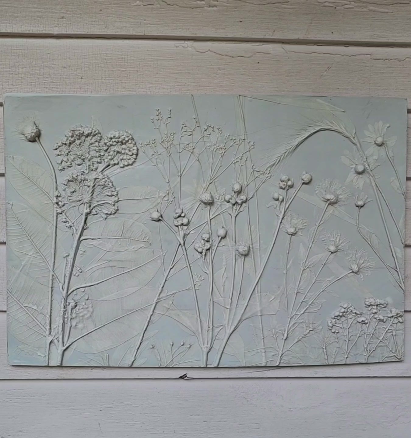 Detail video of the blue variant of this plaster botanical cast.