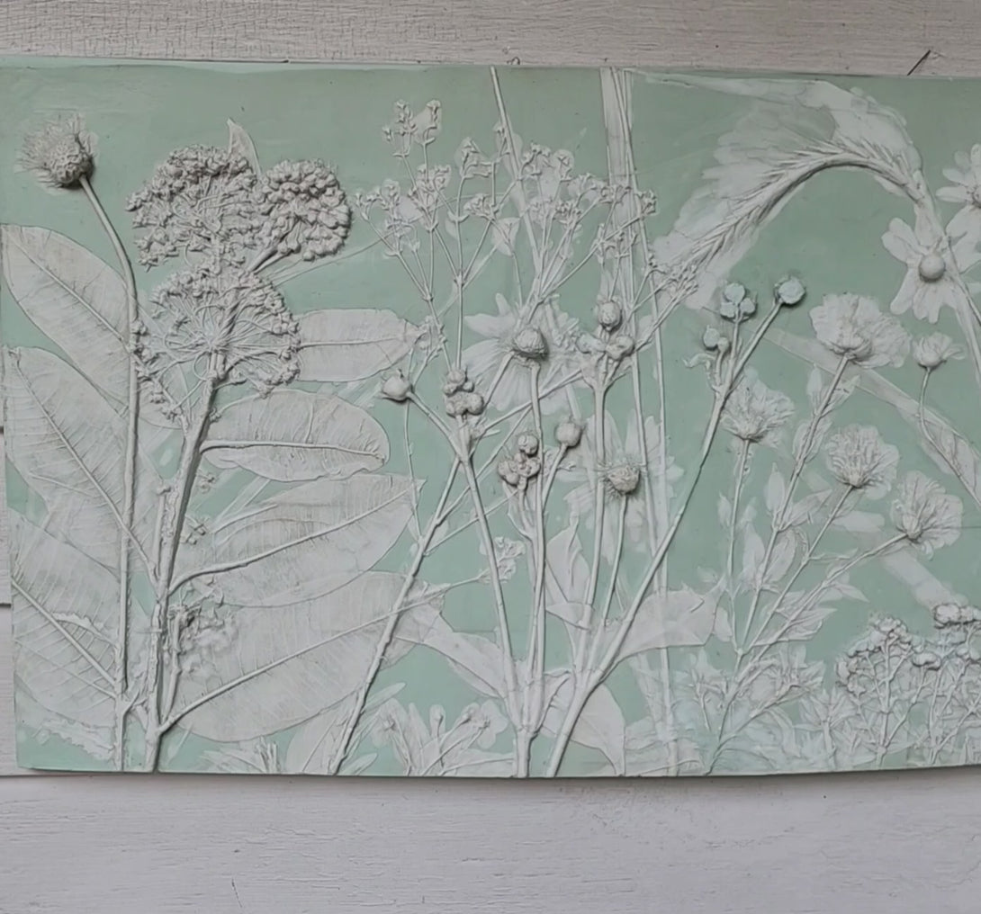 Detail video of the green variant of this plaster botanical cast.