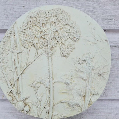 Plaster Botanical Bas Relief Artwork