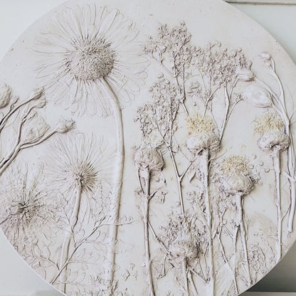 Plaster Botanical Bas Relief Artwork