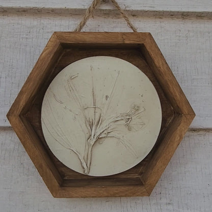 Bas-relief botanique en plâtre