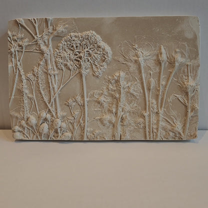 Plaster Botanical Bas Relief Artwork