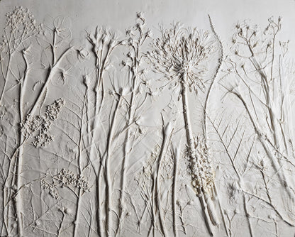 Plaster Botanical Bas Relief Artwork