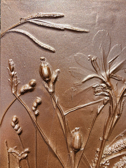 Plaster Botanical Bas Relief Artwork