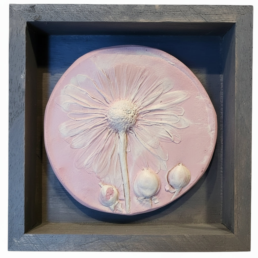 Plaster Botanical Bas Relief Artwork