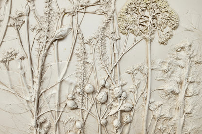 Plaster Botanical Bas Relief Artwork