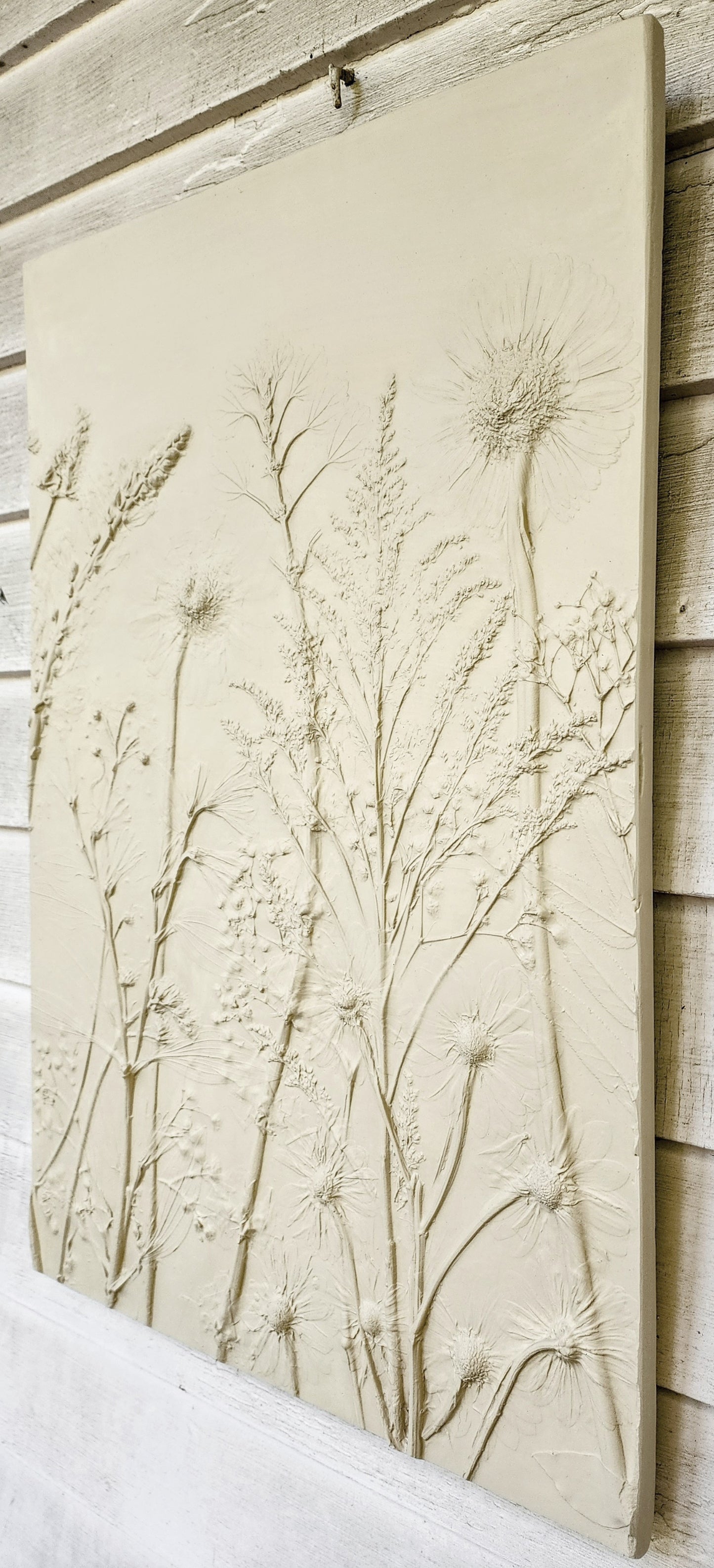 Plaster Botanical Bas Relief Artwork