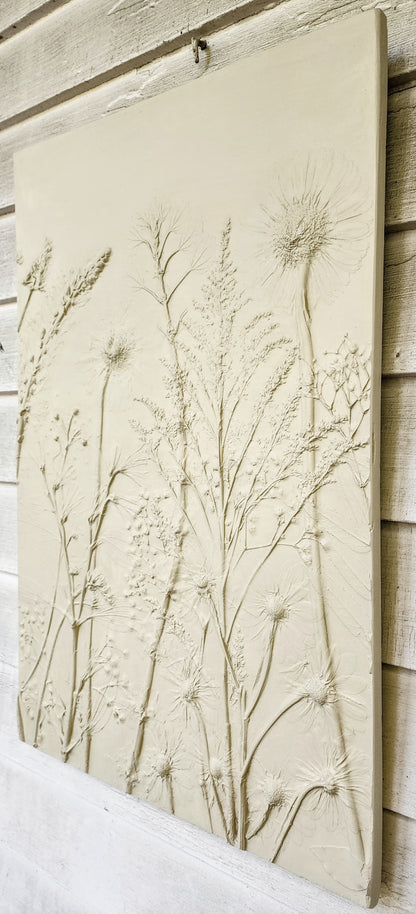 Plaster Botanical Bas Relief Artwork