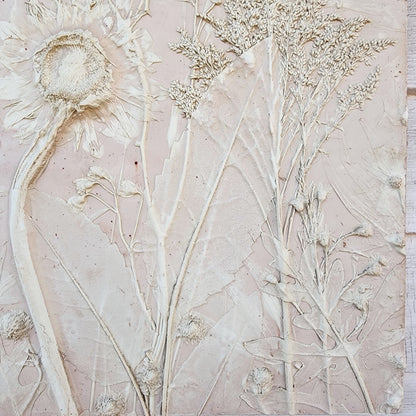 Plaster Botanical Bas Relief Artwork - Sunflower Light