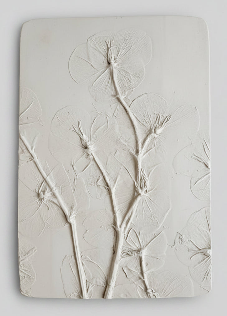 Plaster Botanical Bas Relief Artwork